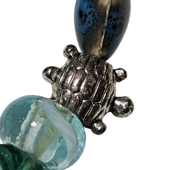 Boho Handmade Glass Bead Charm Bracelet Ocean Themed Design Beach Core Jewelry - Picture 5 of 7